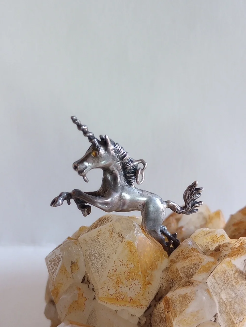 VINTAGE SOLID  SILVER UNICORN PENDANT 2